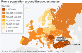 Estimacin poblacin Roma/gitana en Europa. Fuente: Divisin de Roma y Travellers del Consejo de Europa
